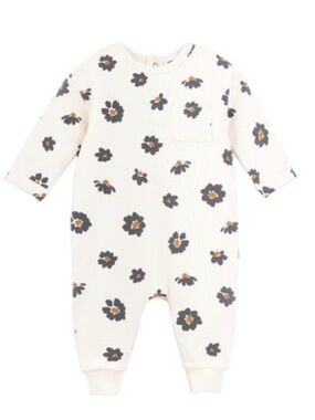 Miles the label Floral Print Baby Girl Jumpsuit Beige 18m